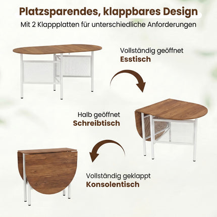 Klappbarer Esstisch für 6-8 Personen, platzsparendes ovales Design