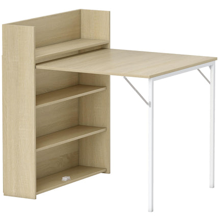 Table de salle à manger pliable avec étagère, design industriel, chêne, gain de place