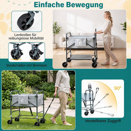 Chariot de bain pliable pour chien avec hauteur réglable et roues