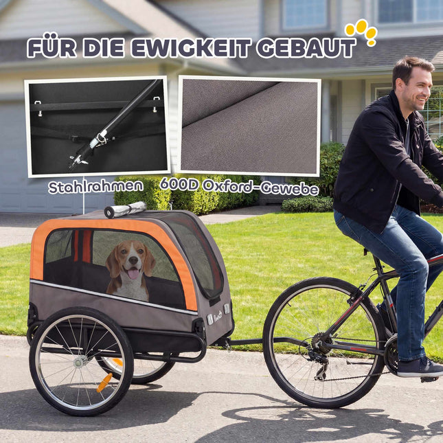 Zusammenklappbarer Hunde-Fahrradanhänger mit Reflektoren für kleine Hunde