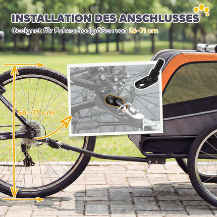 Remorque vélo pliable pour petits chiens avec réflecteurs