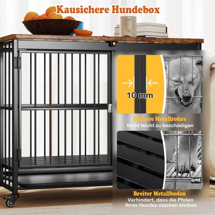 Faltbare Hundebox mit herausnehmbarer Ablage, Rollen und verriegelbarer Tür