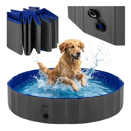 Piscine pliable pour chien avec vanne de vidange, 160 x 30 cm, 600 L