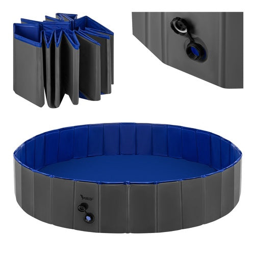 Piscine pliable pour chien avec vanne de vidange, 160 x 30 cm, 600 L