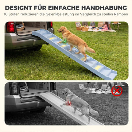 Rampe pliable pour chien à 10 marches, antidérapante, 154 x 40 cm, capacité de charge 25 kg