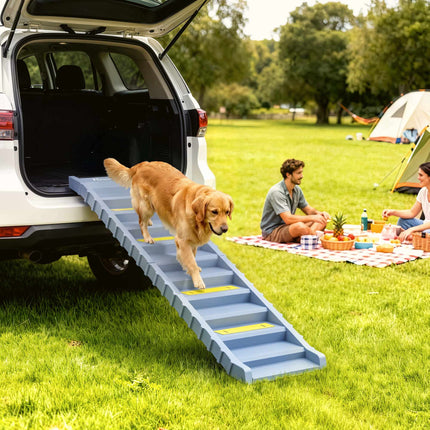 Rampe pliable pour chien à 10 marches, antidérapante, 154 x 40 cm, capacité de charge 25 kg