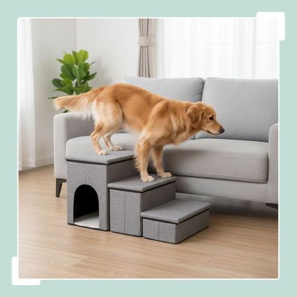 Escalier pliable pour chien, 3 marches avec rangement
