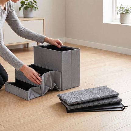 Escabeau pliable pour chien avec rangement, taille moyenne, gris