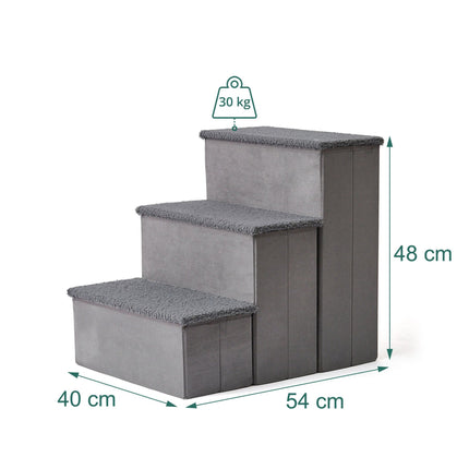 Escabeau pliable pour chien avec rangement, taille moyenne, gris