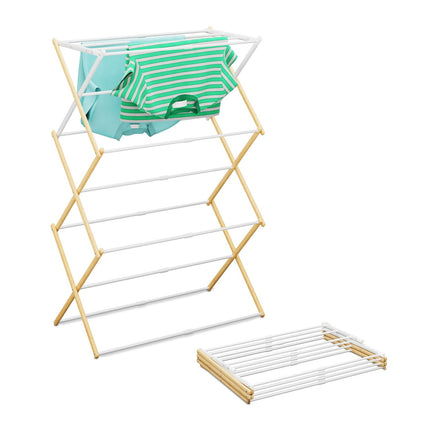 Égouttoir pliable - Bambou et métal, 6 niveaux