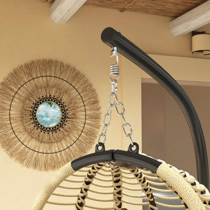Faltbarer eiförmiger Hängesessel mit Gestell, Beige