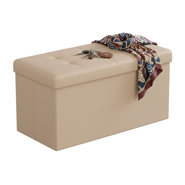 Banc de rangement pliable en similicuir - Deux places