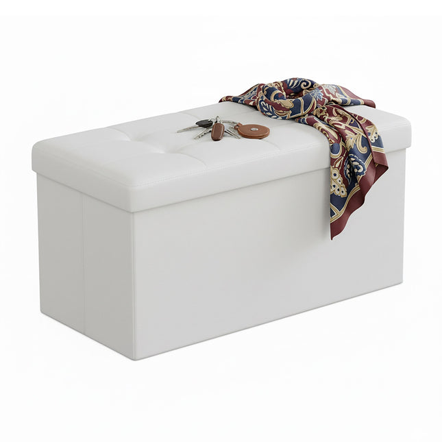 Banc de rangement pliable en similicuir - Deux places