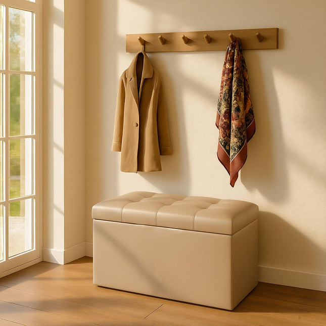 Banc de rangement pliable en similicuir - Deux places