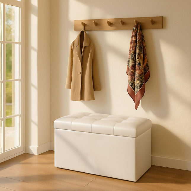 Banc de rangement pliable en similicuir - Deux places