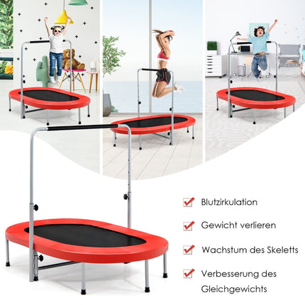 Zusammenklappbares Fitness-Trampolin mit verstellbarem Griff, Rot, 150 kg Tragkraft