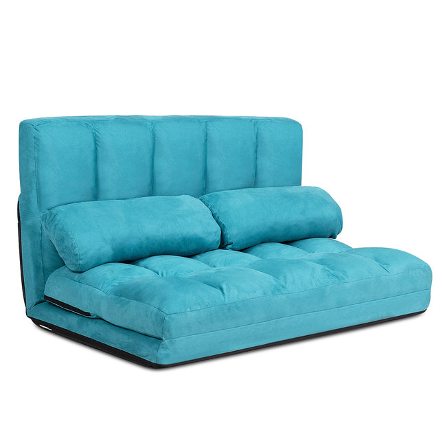 Canapé-lit de sol pliable, réglable en 6 positions, bleu