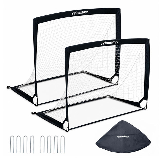 Ensemble de buts de football pliables, noirs, avec sac de transport