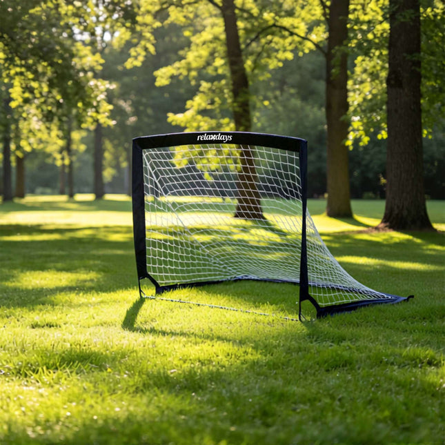 Ensemble de buts de football pliables, noirs, avec sac de transport