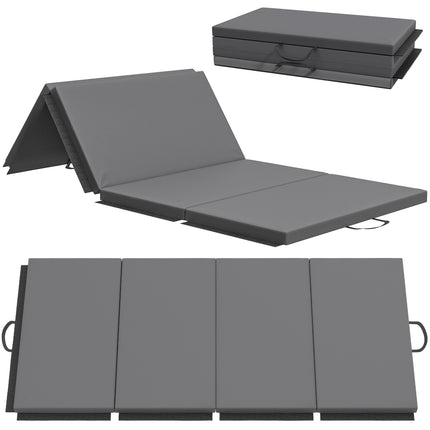 Tapis de gym pliable avec poignées, gris, 180 x 80 x 5 cm