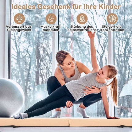 Poutre d'équilibre pliable pour la gymnastique, 210 cm, antidérapante, beige
