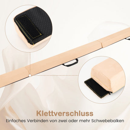Poutre d'équilibre pliable pour la gymnastique, 210 cm, antidérapante, beige
