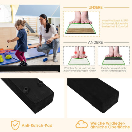 Poutre d'équilibre pliable pour la gymnastique, 210 cm, antidérapante, noire
