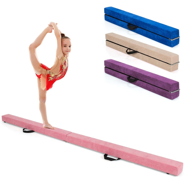 Klappbarer Turn-Schwebebalken, 210cm, Wildleder-Optik, Pink