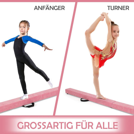 Klappbarer Turn-Schwebebalken, 210cm, Wildleder-Optik, Pink
