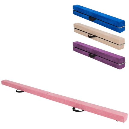 Klappbarer Turn-Schwebebalken, 210cm, Wildleder-Optik, Pink