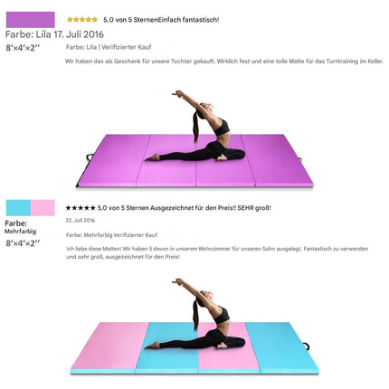 Tapis de gymnastique pliable, 240 x 116 x 5 cm, violet