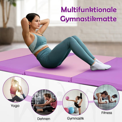 Klappbare Gymnastikmatte, 240x116x5 cm, Lila/Pink