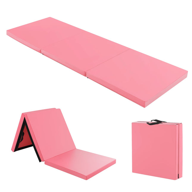 Tapis de gymnastique pliable avec poignées - Rose, 180 x 60 cm