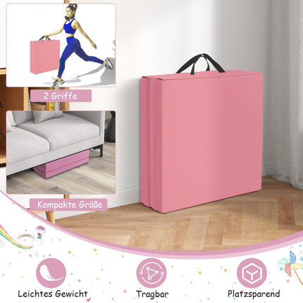 Faltbare Gymnastikmatte mit Tragegriffen – Rosa, 180x60 cm