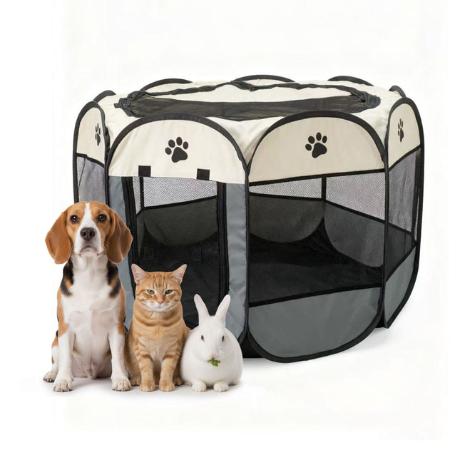 Parc pliable pour animaux de compagnie, utilisable à l'intérieur comme à l'extérieur, résistant aux intempéries