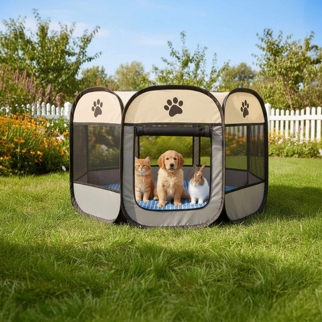 Parc pliable pour animaux de compagnie, utilisable à l'intérieur comme à l'extérieur, résistant aux intempéries