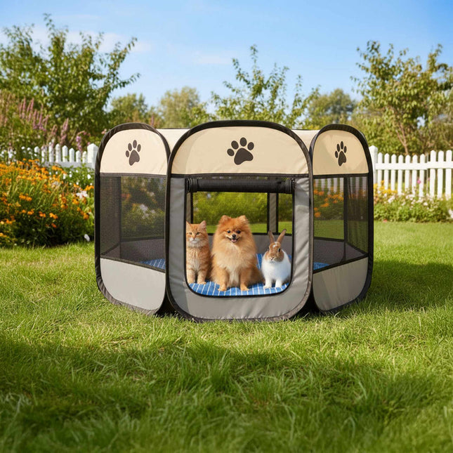 Parc pliable pour animaux de compagnie, utilisable à l'intérieur comme à l'extérieur, résistant aux intempéries