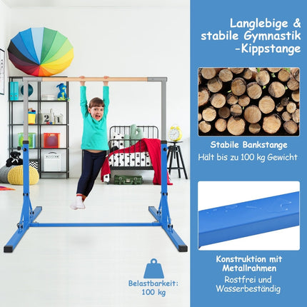 Klappbarer Kinder-Gymnastikbarren, höhenverstellbar, blau