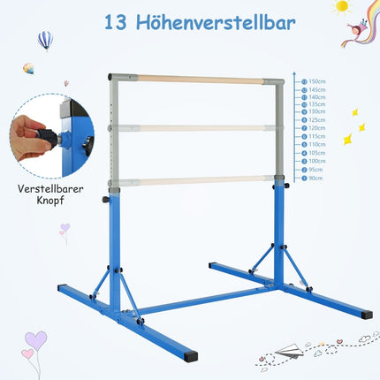 Klappbarer Kinder-Gymnastikbarren, höhenverstellbar, blau