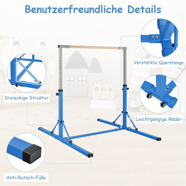Klappbarer Kinder-Gymnastikbarren, höhenverstellbar, blau