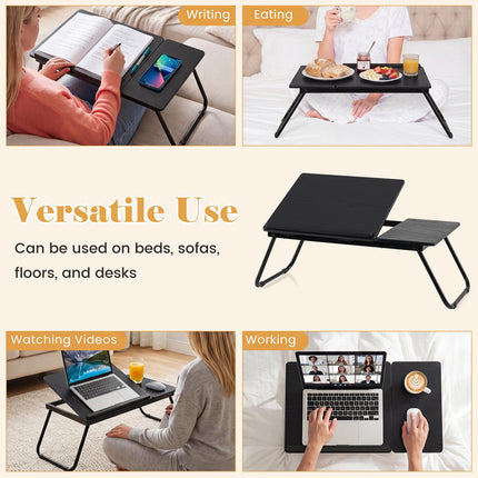 Table d'ordinateur portable pliable à angles réglables, MDF et métal