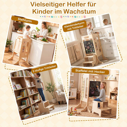 Faltbarer Lernturm mit Tafel & Sicherheitsnetz