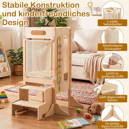 Faltbarer Lernturm mit Tafel & Sicherheitsnetz