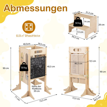 Faltbarer Lernturm mit Tafel & Sicherheitsnetz