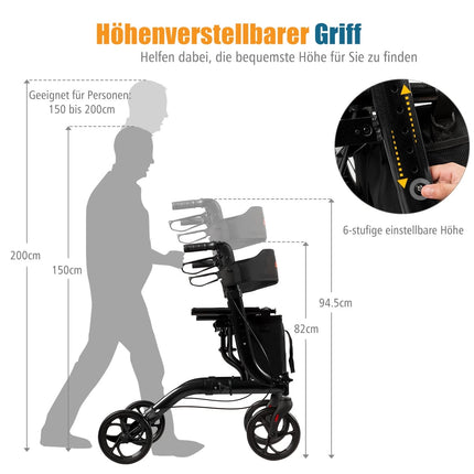 Faltbarer Rollator aus leichtem Aluminium, höhenverstellbar
