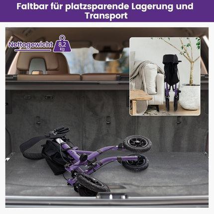 Déambulateur pliable et léger avec siège, aluminium, capacité de charge de 136 kg