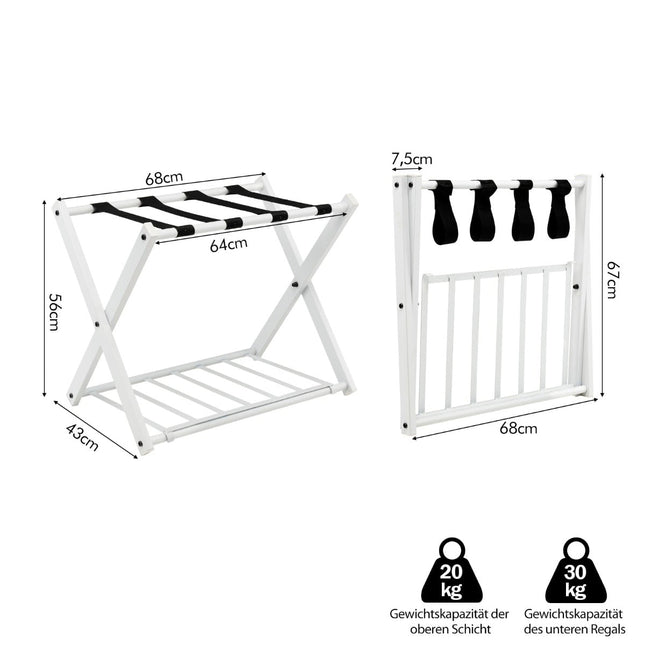 Porte-bagages pliable à 2 niveaux, en fer, capacité de 60 kg
