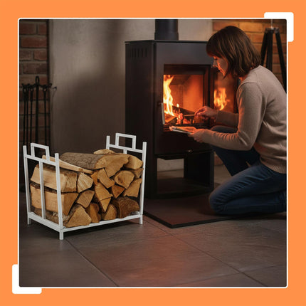 Range-bûches pliable en métal - Rangement du bois de chauffage peu encombrant