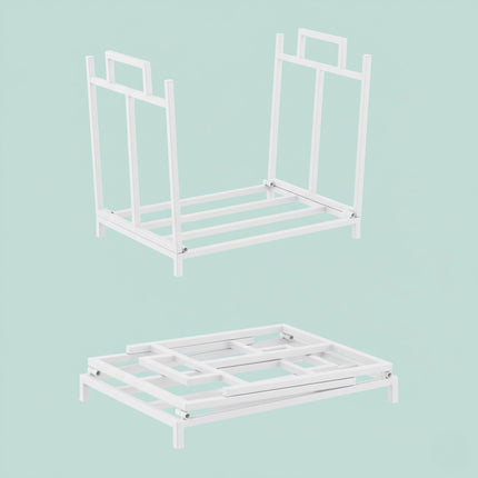 Range-bûches pliable en métal - Rangement du bois de chauffage peu encombrant