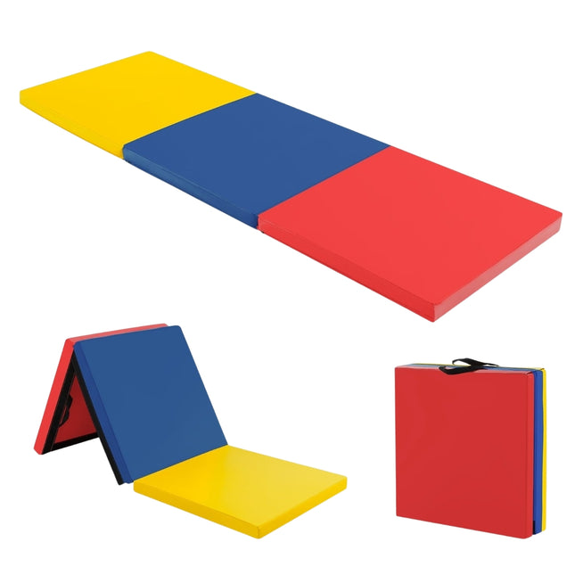 Tapis de gymnastique pliable et antidérapant avec poignées, 180 x 60 cm